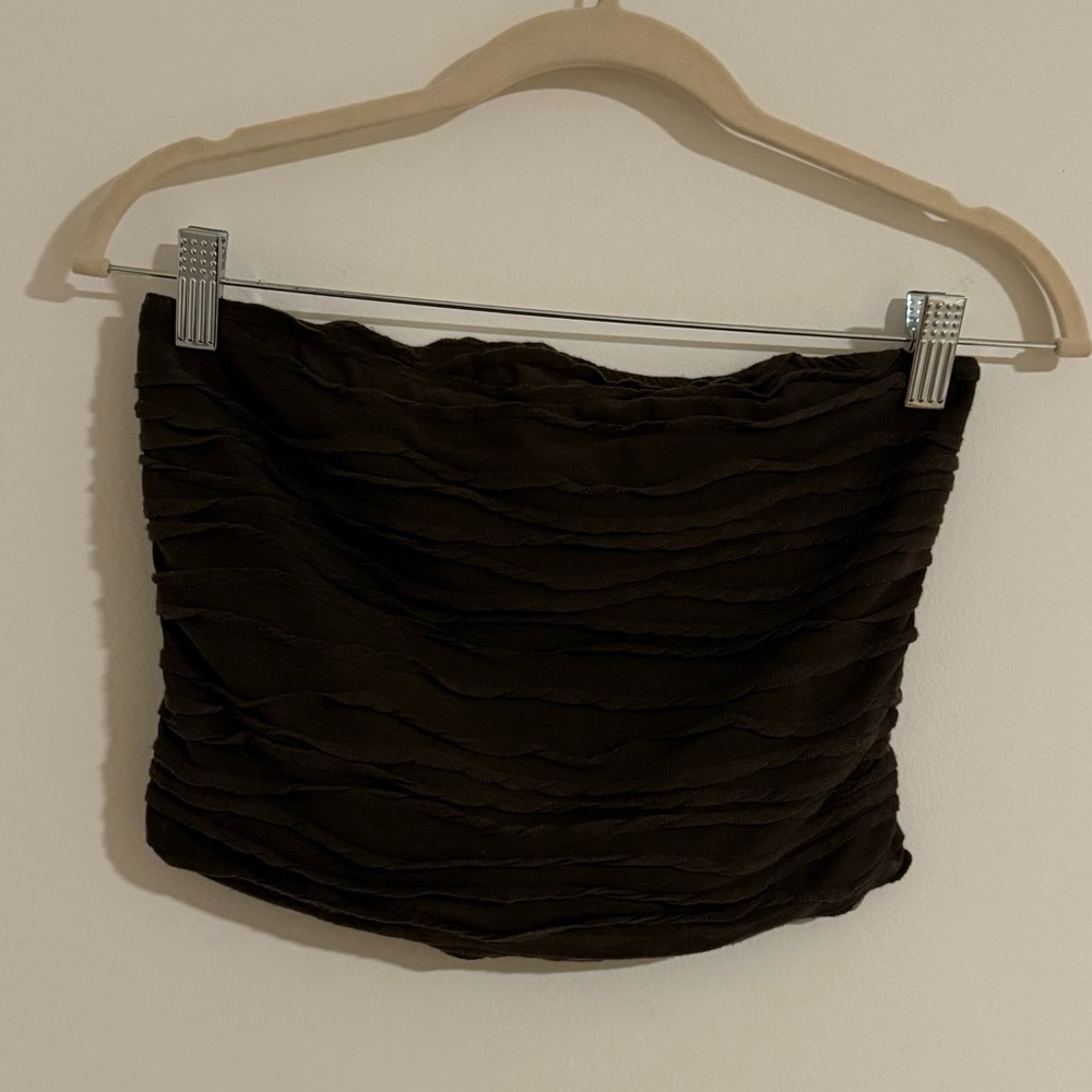 Chocolate Brown Ruched Tube Top